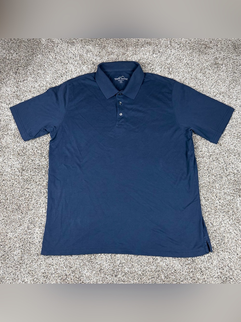 Sz XLT Men’s Eddie Bauer Brand Cotton Cocona Polyester Polo Shirt Navy Blue
